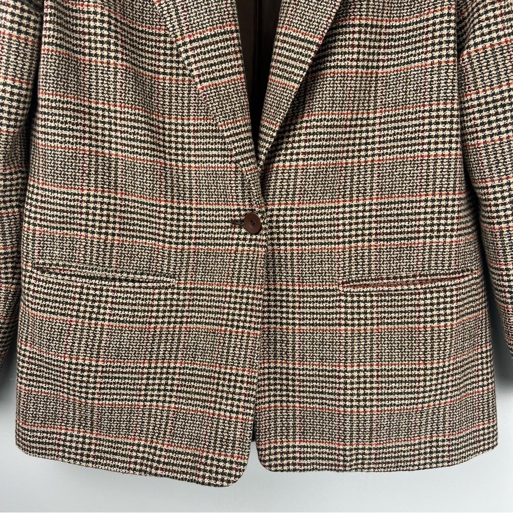 Vintage Fay Leslie Blazer Womens Plaid Size 6P Brown Jacket - Picture 4 of 15